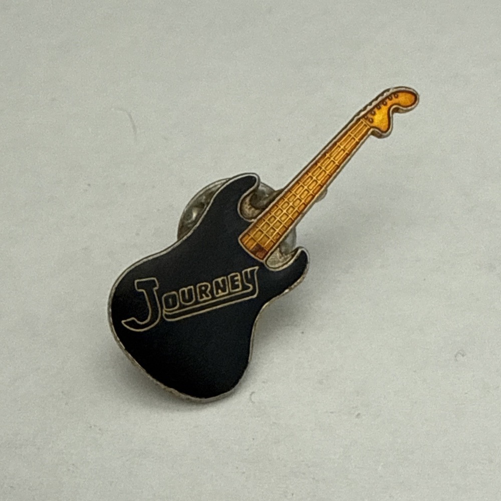 Vintage Journey Guitar Enamel Type Stud Pin Brooch Button 80's Pin-Back